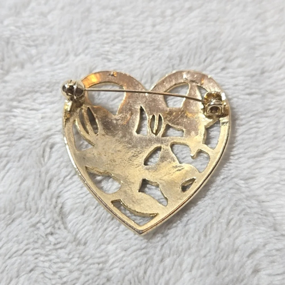 #437 VINTAGE Heart gold tone brooch - Picture 5 of 5